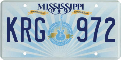 MS license plate KRG972