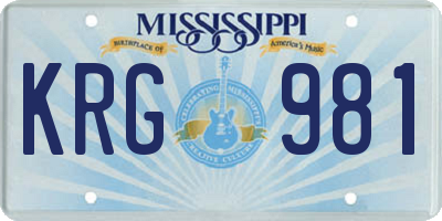 MS license plate KRG981