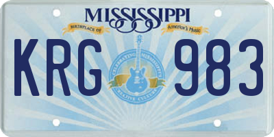 MS license plate KRG983