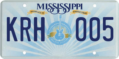 MS license plate KRH005