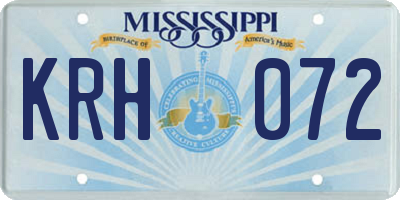 MS license plate KRH072