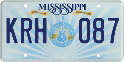 MS license plate KRH087