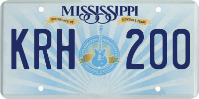 MS license plate KRH200
