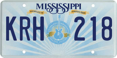 MS license plate KRH218