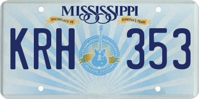 MS license plate KRH353