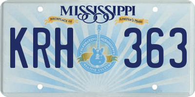 MS license plate KRH363