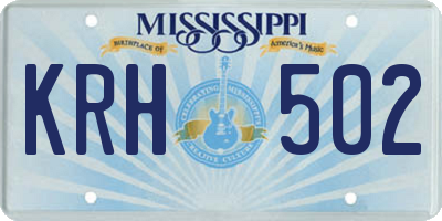 MS license plate KRH502