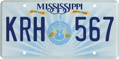 MS license plate KRH567