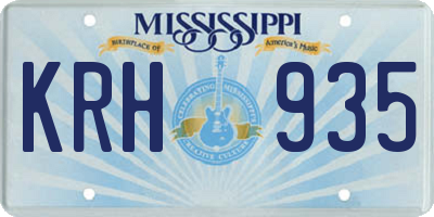 MS license plate KRH935