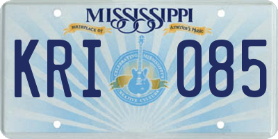 MS license plate KRI085