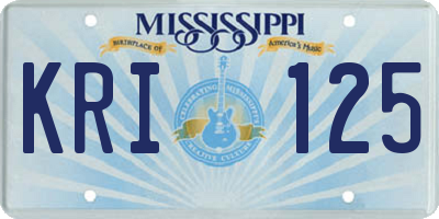 MS license plate KRI125