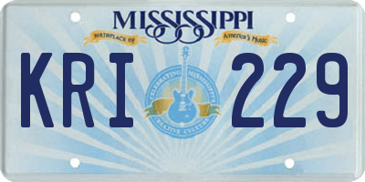 MS license plate KRI229