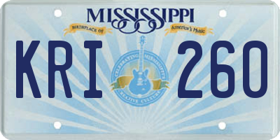 MS license plate KRI260