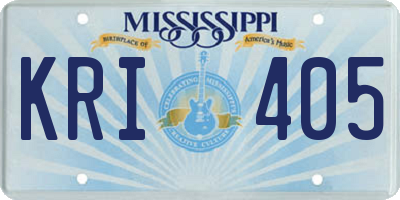 MS license plate KRI405