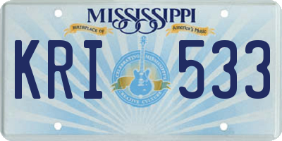 MS license plate KRI533