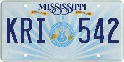 MS license plate KRI542