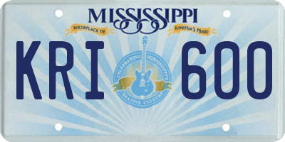 MS license plate KRI600