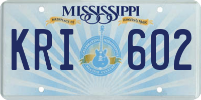 MS license plate KRI602