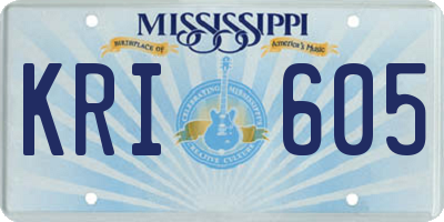 MS license plate KRI605