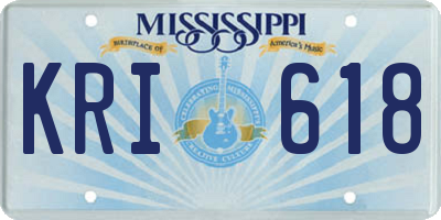 MS license plate KRI618