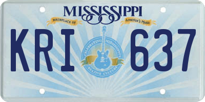 MS license plate KRI637