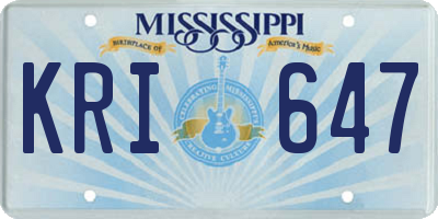 MS license plate KRI647