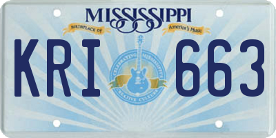 MS license plate KRI663
