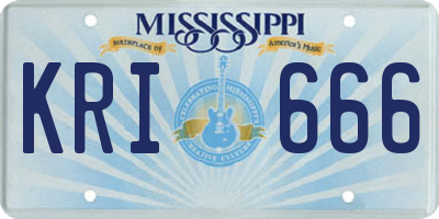 MS license plate KRI666