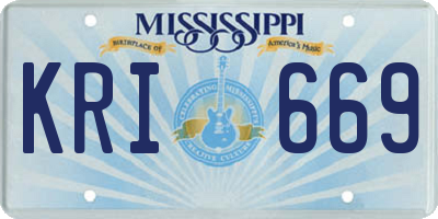 MS license plate KRI669