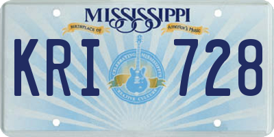 MS license plate KRI728