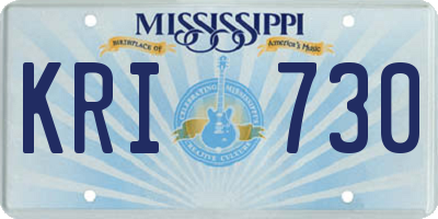 MS license plate KRI730