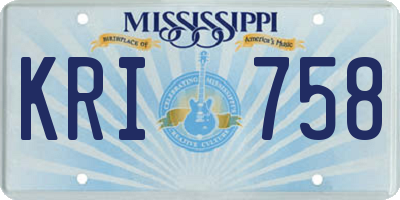 MS license plate KRI758