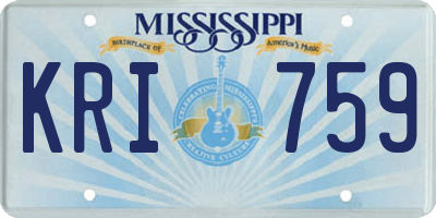 MS license plate KRI759