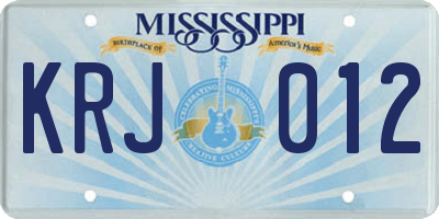 MS license plate KRJ012