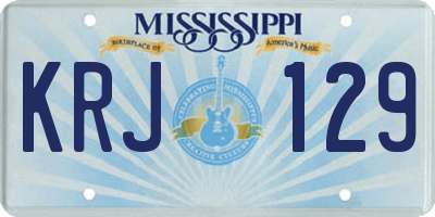 MS license plate KRJ129