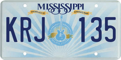 MS license plate KRJ135