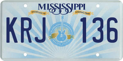 MS license plate KRJ136