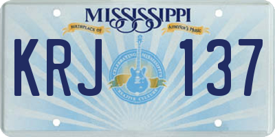 MS license plate KRJ137