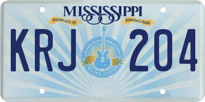MS license plate KRJ204