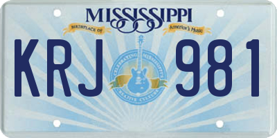 MS license plate KRJ981
