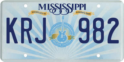 MS license plate KRJ982