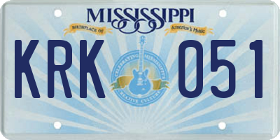 MS license plate KRK051