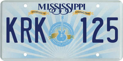 MS license plate KRK125