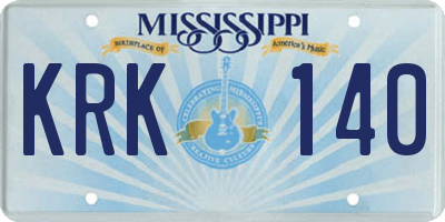 MS license plate KRK140