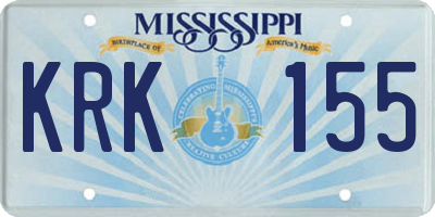 MS license plate KRK155