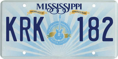 MS license plate KRK182