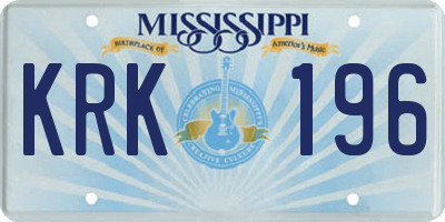 MS license plate KRK196