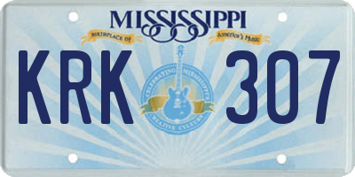 MS license plate KRK307