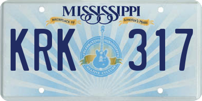 MS license plate KRK317