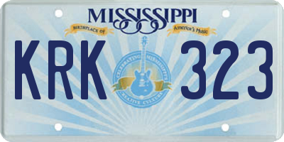 MS license plate KRK323